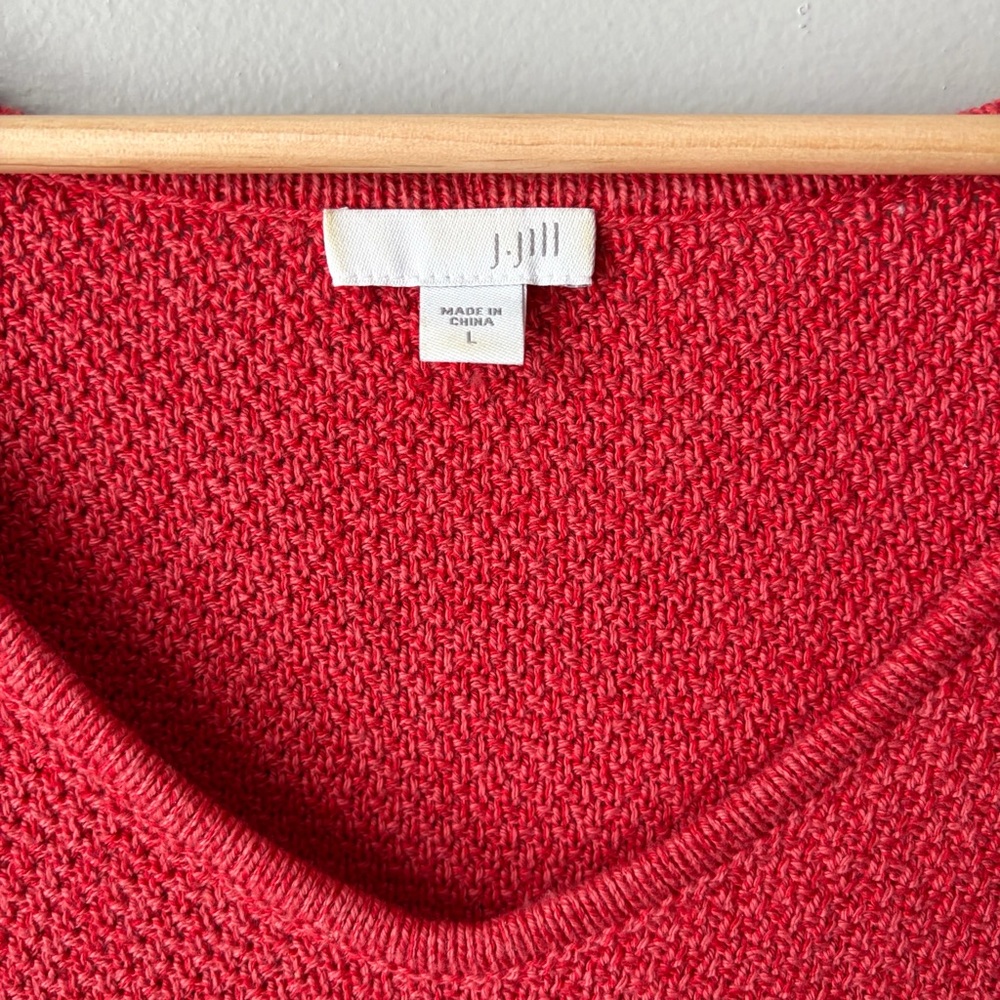 J. Jill Womens V-neck Sweater Cotton Blend Brick Red Size Large - Picture 2 of 10